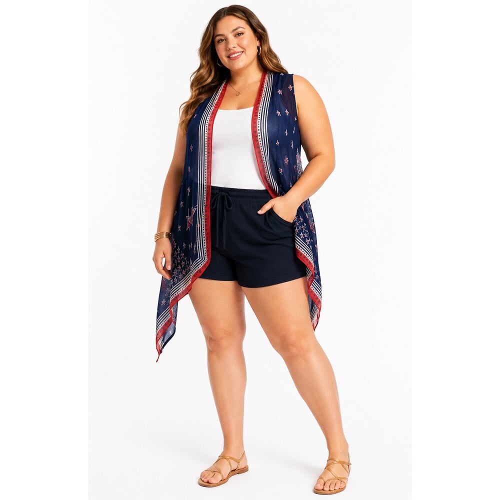 Style Plus Boutique Size One Size Blue Print Vest